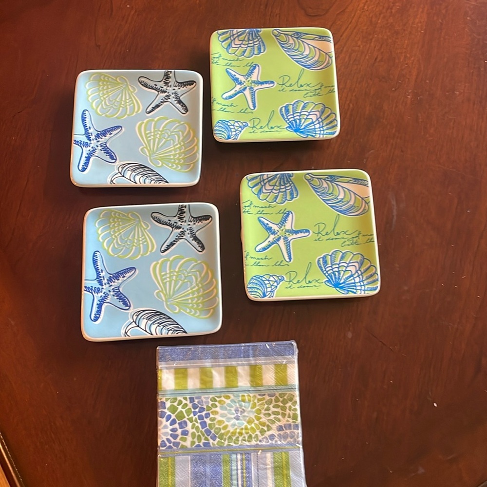 Appetizer Plates With Matching Napkins